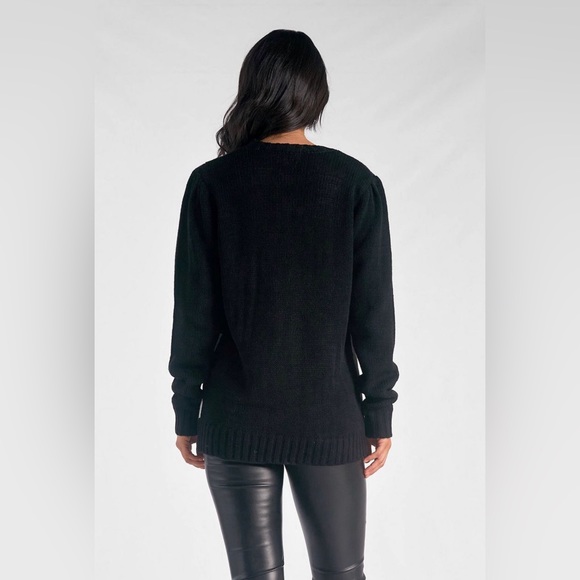 ELAN ‘LOVE’ Elevated Neutral Knit Cardigan with LOVE Motif. Large. - Picture 3 of 8